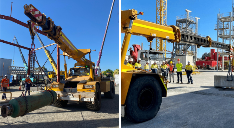 CN Crane Ticket Perth - Group of Trainees with Non-Slewing Mobile Crane. CN Crane Ticket Perth - Trainer Explaining Crane Controls