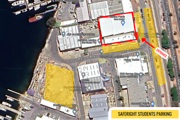 map view of Saferight Fremantle facility parking areas.