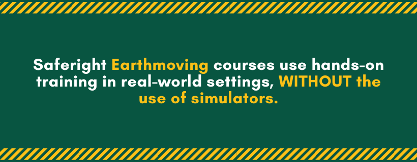 Disclaimer advising Saferight do not use Simulations in training for Erath Moving Courses.