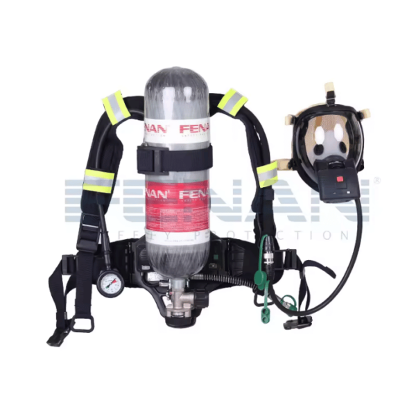 An SCBA kit with HUD back pack assembly with harness and full face mask